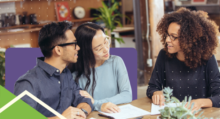 woman financial planner counseling a couple about tax deductions